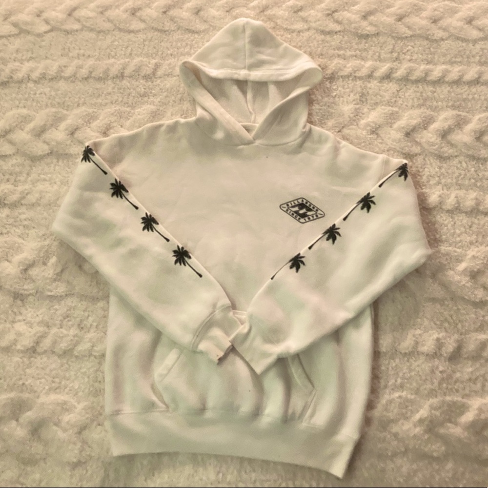 Billabong White Palm Tree Hoodie, Size S